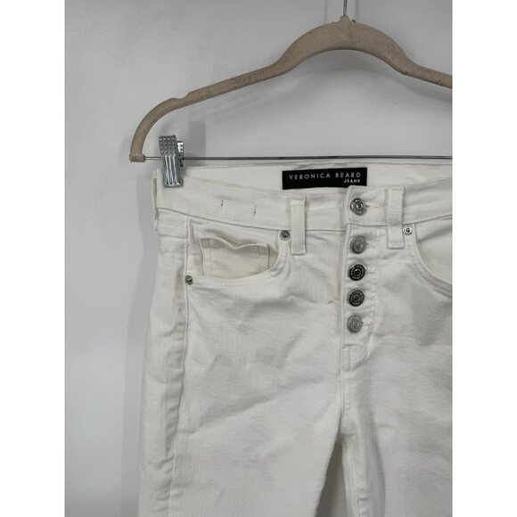 Veronica Beard Debbie Ankle Skinny Jeans 26 High Rise Button Fly White Preppy - Picture 10 of 10